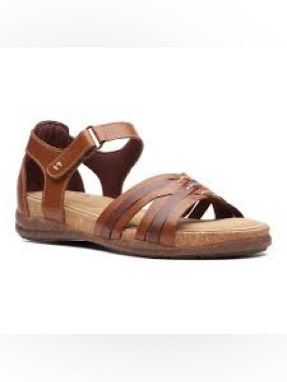 Clarks Women's 8 Roseville Tan Leather Walking Comfy  shock absorbtion Sandals.
